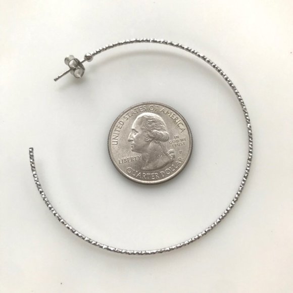 NWT Very large sterling 2.5" diamond-cut hoops - Picture 4 of 7